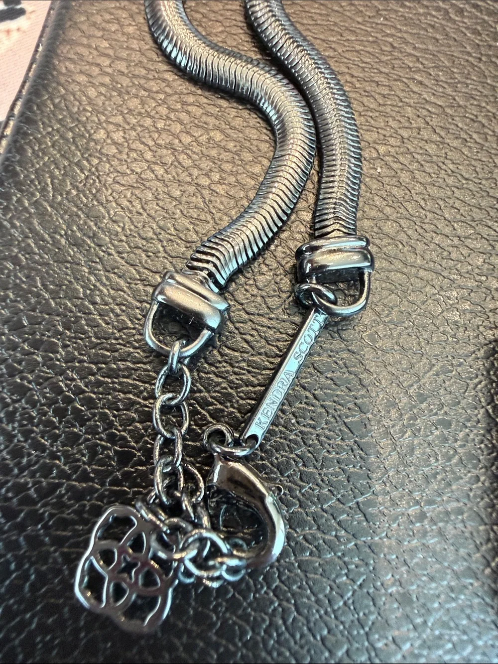 Authentic Kendra Scott Gunmetal Necklace with Smoky Crystal Pendant - Picture 2 of 3